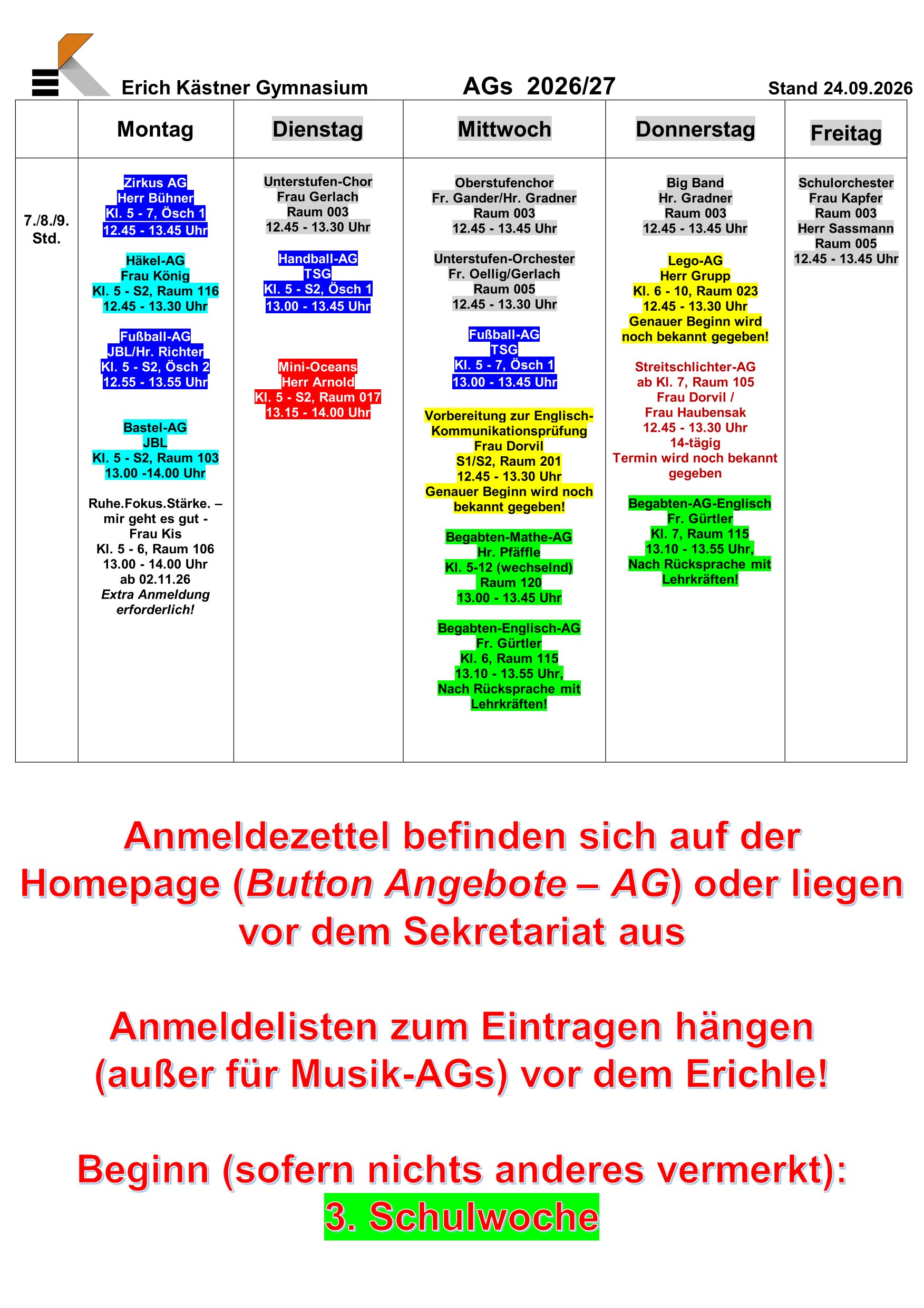 Angebote an AGs
